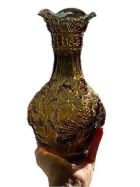 Vintage Imperial Glass Loganberry Smokey Topaz Brown Vase 10” MCM Textured
